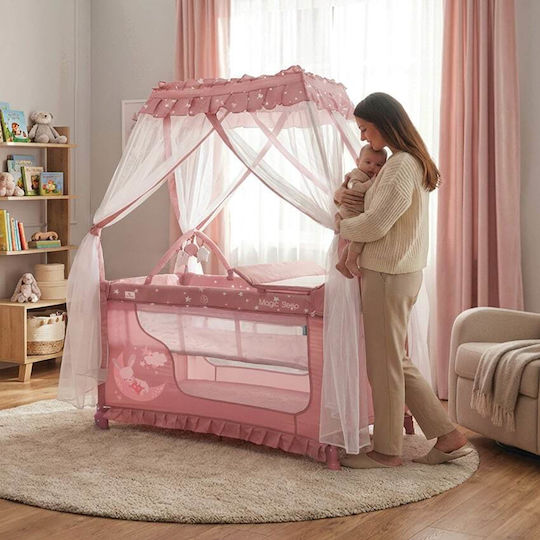 Lorelli Magic Sleep Laufstall 2 Ebenen mit Matratze Rosa