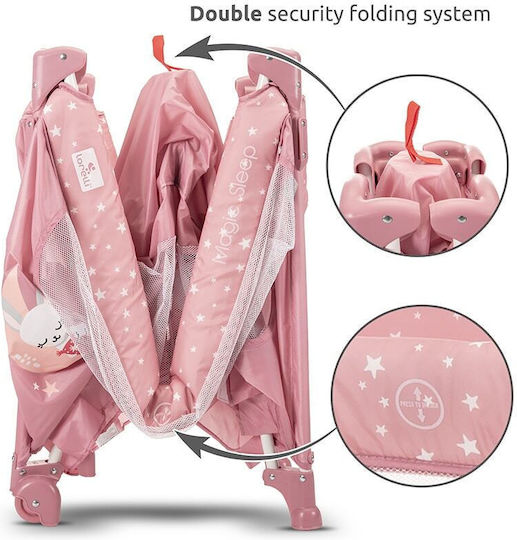 Lorelli Magic Sleep Laufstall 2 Ebenen mit Matratze Rosa