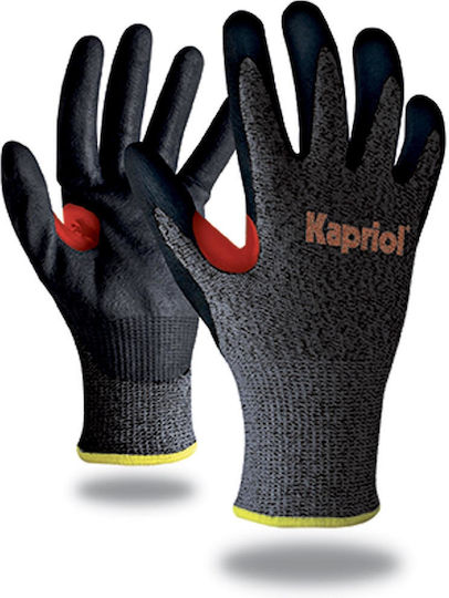 Kapriol Power Cut 09 Γάντια Εργασίας Κήπου Μαύρα Latex/Πολυεστέρα Κοπής