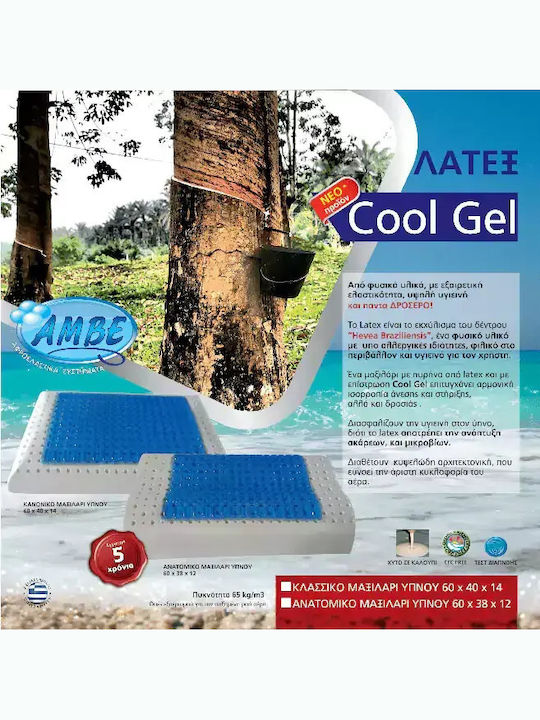 Amve GEL-11642 Cool Gel Latex Perna Pat Gel Anatomic 60x40x14cm