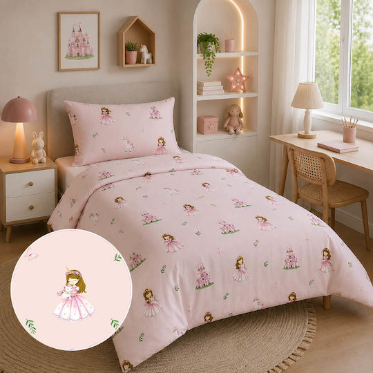 Astron Italy Сет Детски Спални Комплекти Единични Памучни Princess Princess 175x260см 3 Бройки
