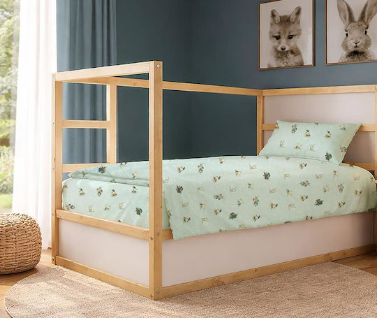 Dimcol Set Kinderbettlaken Baumwollbetten Bear's Playtime 593 Mint 160x240cm 2 Stück
