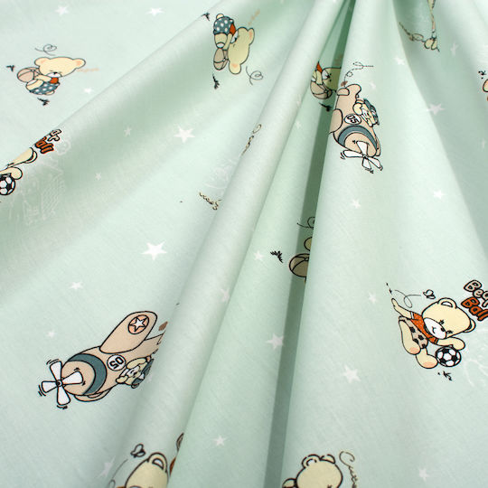 Dimcol Set Kinderbettlaken Baumwollbetten Bear's Playtime 593 Mint 160x240cm 2 Stück