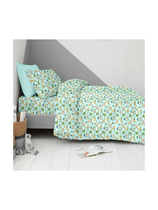 Astron Italy Single Cotton Sheets Set Jurassic Green 175x260cm 3 Pieces