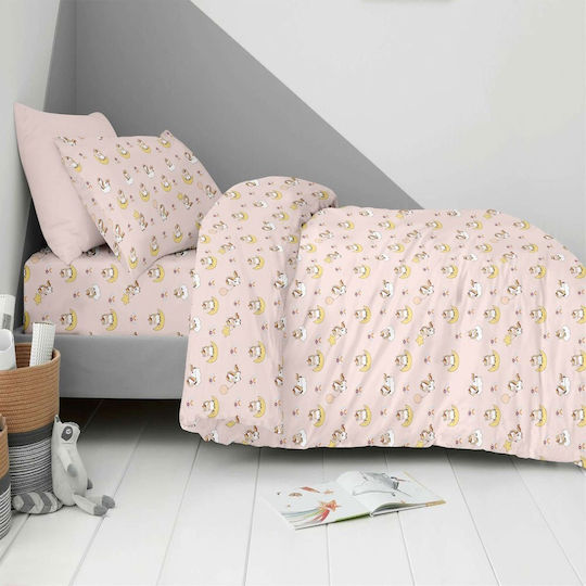 Astron Italy Сет Единични Памучни Спални Комплекти Unicorn Balloon Бежов 175x260см 3 Бройки