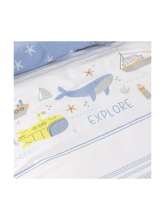 Nima Set Kids Sheets Semi Double Cotton Sea Light Blue 190x255cm 3 Pieces