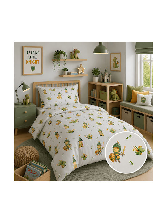 Astron Italy Σετ Σεντόνια Μονά Βαμβακερά Knight+castle 175x260cm 3τμχ