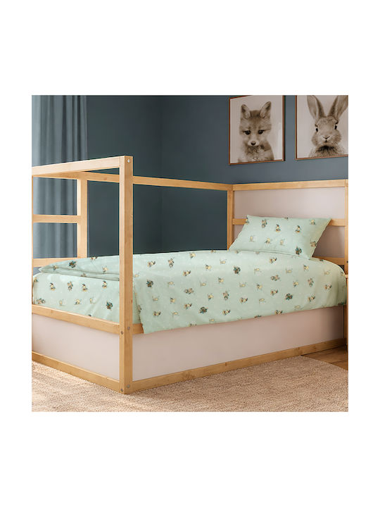 Dimcol Single Cotton Sheet Set Bear's Playtime 593 Mint 160x240cm 3pcs
