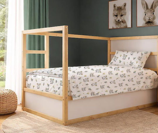 Dimcol Сет Единични Памучни Сензони Baby Foxes 595 Бяло-сив 160x240cm 2 броя