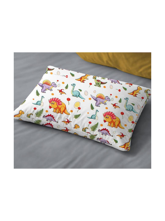 Dimcol Single Cotton Sheet Set Dinosaur 520 White-Orange 160x240cm 3 Pieces