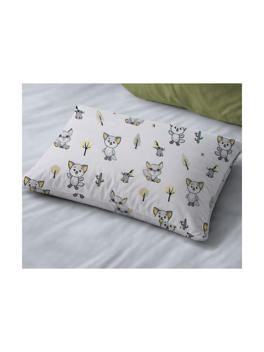 Dimcol Single Cotton Sheet Set Baby Foxes 595 White-grey 160x240cm 2pcs
