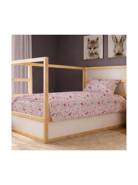 Dimcol Single Cotton Sheet Set Ballerina Bear 598 Pink 160x240cm 2pcs
