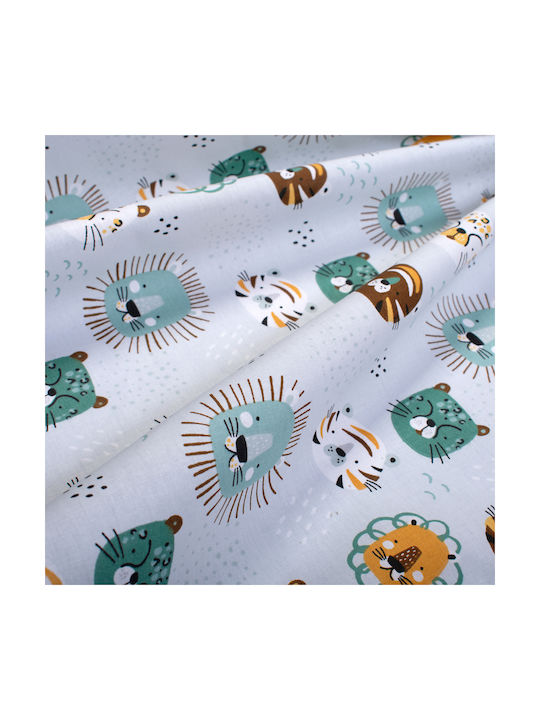 Dimcol Σετ Σεντόνια Μονά Βαμβακερά Big Cats 28 Light Aqua 160x240cm 3τμχ
