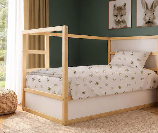 Dimcol Kinderbettlaken Set Baumwollbeige Bear's Playtime 592 160x240cm 2 Stück