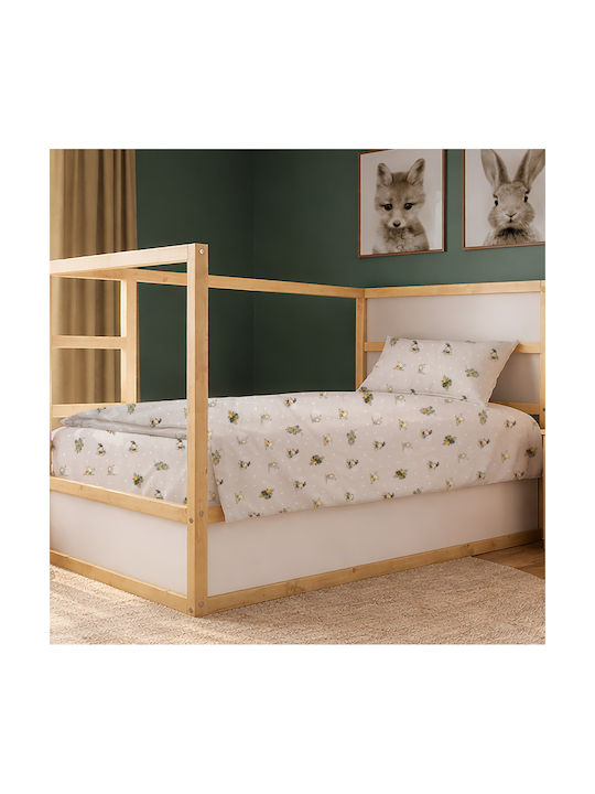 Dimcol Single Cotton Sheet Set Bear's Playtime 592 Beige 160x240cm 2pcs