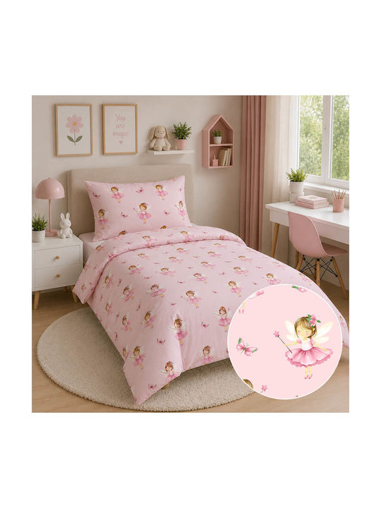 Astron Italy Kids Sheets Set Single Cotton Fairytale Girls Pink 175x260cm 3 Pieces