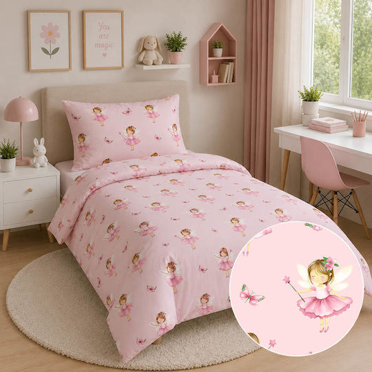 Astron Italy Kinderbettlaken Set Baumwolle Fairytale Girls Rosa 175x260cm 3 Stück