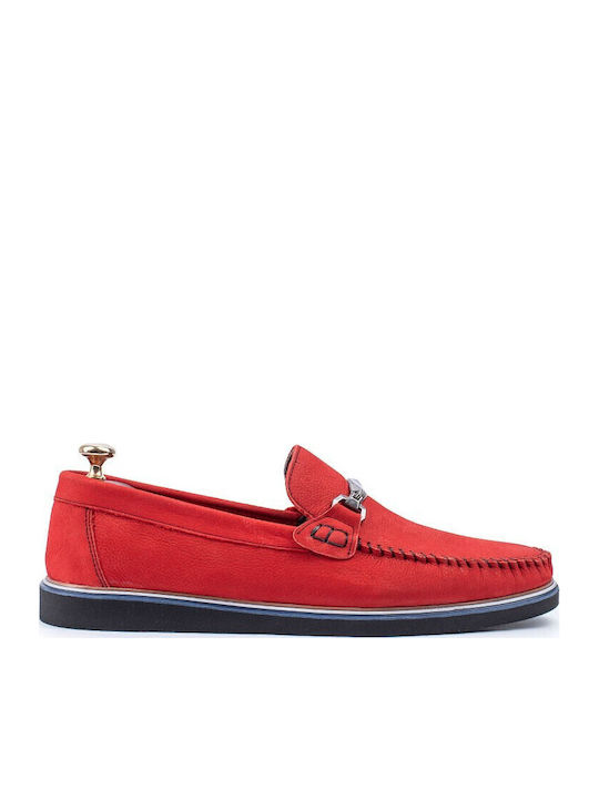 Leder Herren Mokassins in Roter Farbe