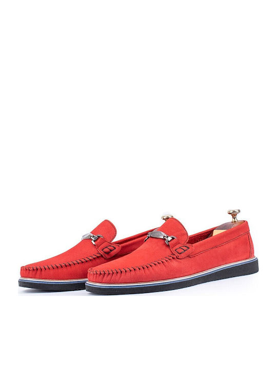 Leder Herren Mokassins in Roter Farbe