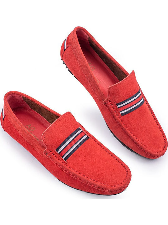 Wildleder Herren Mokassins in Roter Farbe