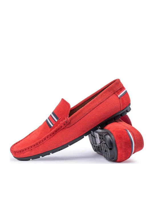 Wildleder Herren Mokassins in Roter Farbe