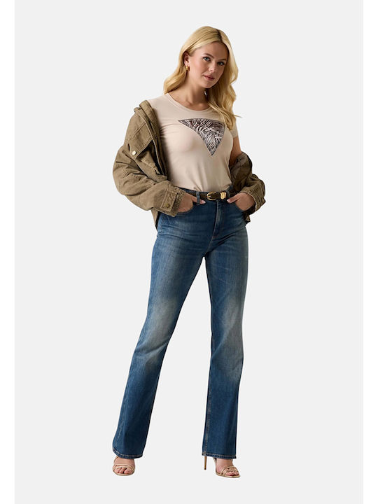 Triangle Damen T-Shirt Tierdruck Beiges