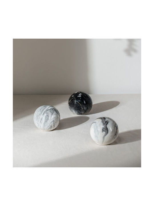 Artekko Marbleized Διακοσμητικές Κεραμικές Σφαίρες Γκρι Αποχρώσεις 10x10x9.5 Cm 3pcs