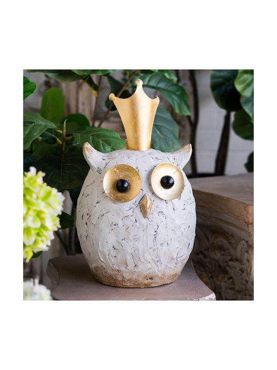 Artekko Animal Decorative Owl Magnesium White Patina 26.5x21x44.5 Cm