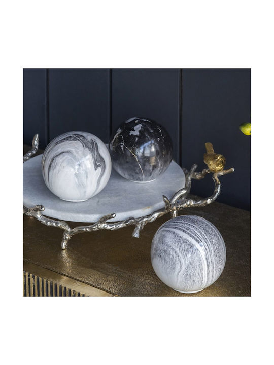 Artekko Marbleized Διακοσμητικές Κεραμικές Σφαίρες Γκρι Αποχρώσεις 10x10x9.5 Cm 3pcs