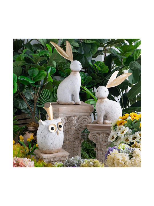 Artekko Animal Decorative Owl Magnesium White Patina 26.5x21x44.5 Cm