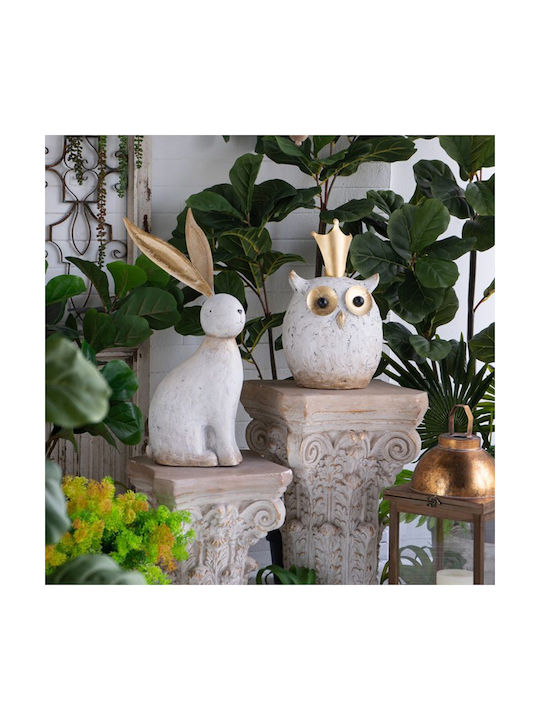 Artekko Animal Decorative Owl Magnesium White Patina 26.5x21x44.5 Cm