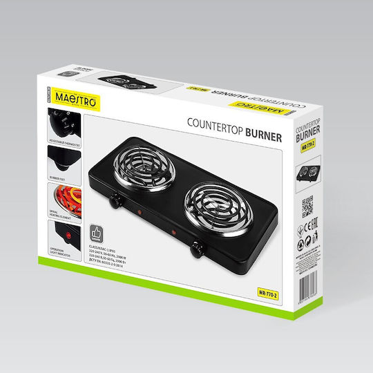 Maestro Countertop Enamel Double Black Burner