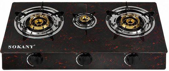 Sokany Countertop Gas Burner Triple Black