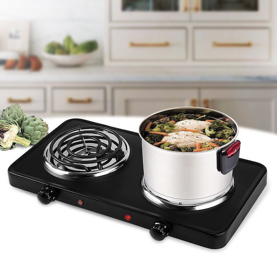 Maestro Countertop Enamel Double Black Burner