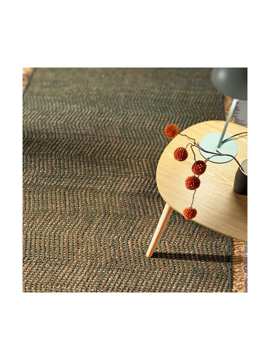 Guy Laroche Zigk Zagk Jute Runner Rug Olive 60x200cm