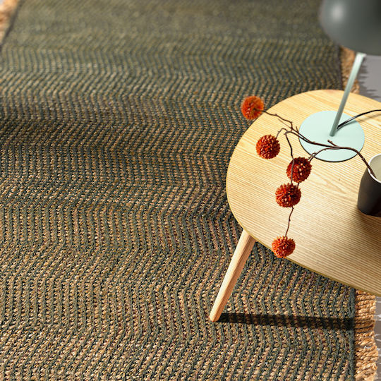Guy Laroche Zigk Zagk Χαλί Ορθογώνιο από Γιούτα Olive 140x200cm