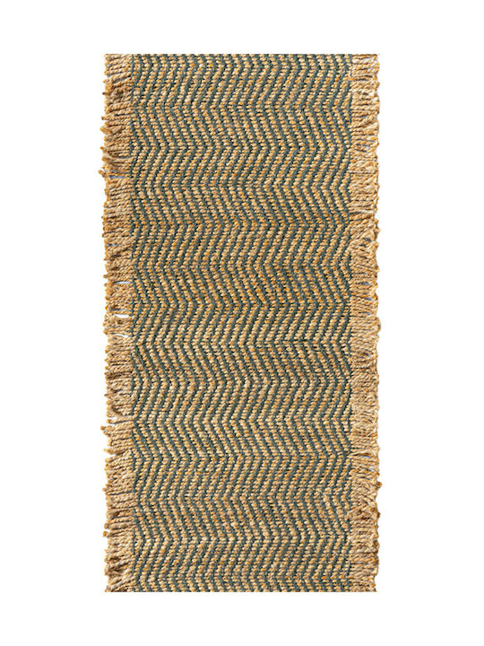 Guy Laroche Zigk Zagk Jute Runner Rug Olive 60x200cm