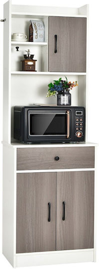 Costway Πολυλειτουργικό Ντουλάπι Κουζίνας 60 X 40 X 180 Cm Ρυθμιζόμενα Ράφια Μεταλλικές Λαβές Jv10969wh+ Costway Πολυλειτουργικό Ντουλάπι Κουζίνας 60 X 40 X 180 Cm Ρυθμιζόμενα Ράφια Μεταλλικές Λαβές Jv10969wh+