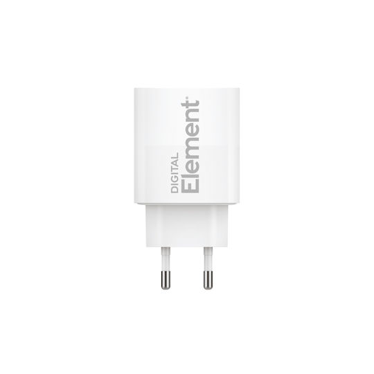 Element Зарядно Устройство GaN с USB-C Порт и USB-C - Lightning Кабел 30W Power Delivery Бял (CH-250PD)