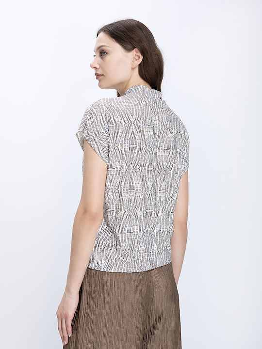 Damen Bluse Kurzärmelig Mehrfarbig