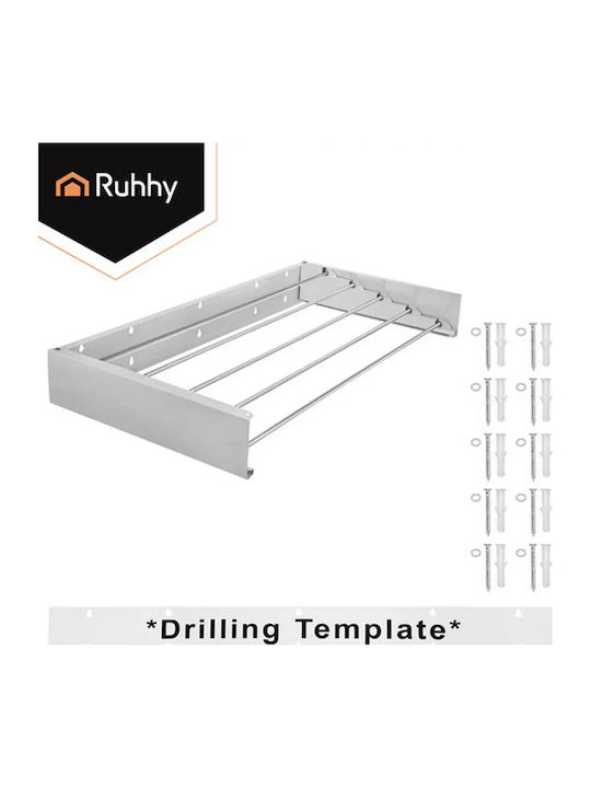 Ruhhy Folding Wall Mounted Clothes Drying Rack Aluminum 80x40cm