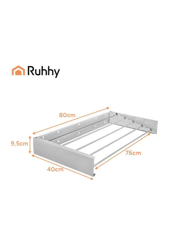 Ruhhy Folding Wall Mounted Clothes Drying Rack Aluminum 80x40cm