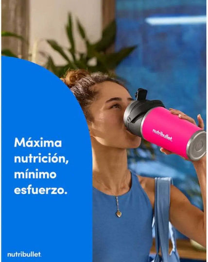 NutriBullet Flip Μπλέντερ με Ανοξείδωτη Κανάτα 590 ml 11.1V Ροζ
