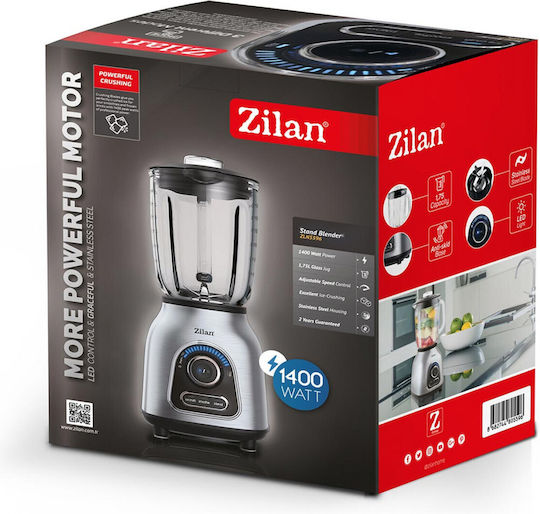 Zilan Blender with Glass Jug 1.75 lt 1400W Silver