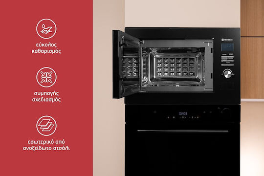 Morris Eingebauter Mikrowellenofen mit Grill 25lt Schwarze