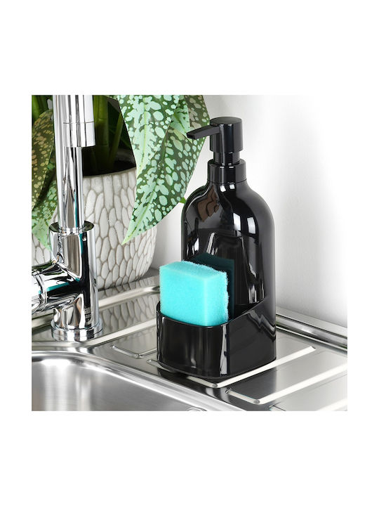 Orion Dispenser Kitchen Plastic with Sponge Holder Black 500ml