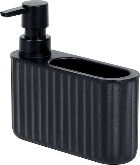 Orion Dozator de bucătărie din plastic cu suport pentru burete, negru, 400 ml