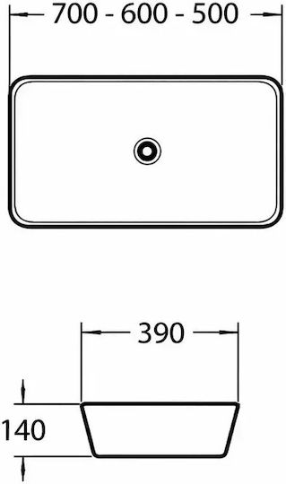 Tema Vessel Porcelain Bathroom Sink 50x39x14cm White