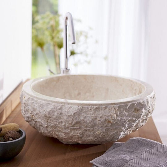 Bati Bali Meteor Deasupra Blatului Chiuvetă Piatră 45x45x15cm Bej Bati Bali Meteor Deasupra Blatului Chiuvetă Piatră 45x45x15cm Bej