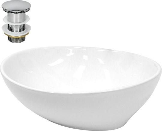 ECD Germany Επικαθήμενος Νιπτήρας Κεραμικός 41x33x14.2cm Λευκός ECD Germany Επικαθήμενος Νιπτήρας Κεραμικός 41x33x14.2cm Λευκός